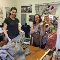 Katie and Joanne are happy about local cloth